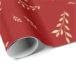 Elegantes Holiday Red Gold Foil Blätter Geschenkpapier