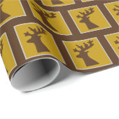 Elegantes Holiday Rentier Head Pattern Deep Brown Geschenkpapier (Rolleneckpunkt)