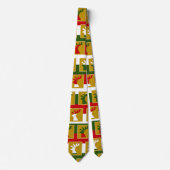 Elegantes Holiday Rentier Muster Green Red & Gold Krawatte (Vorderseite)