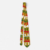 Elegantes Holiday Rentier Muster Green Red & Gold Krawatte (Rückseite)