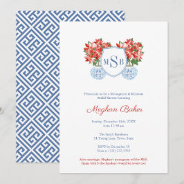 Elegantes Holidays Monogram & Mimosas Brautparty Einladung