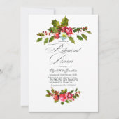 Elegantes Holly and Ivy Weihnachts Probe Dinner Einladung (Vorderseite)