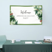 Elegantes Holly Berries Weihnachtsgeschenk Party W Banner (Messeveranstaltung)