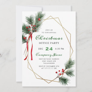 Elegantes Holly Berry Weihnachtsfest im Unternehme Einladung