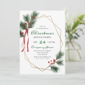 Elegantes Holly Berry Weihnachtsfest im Unternehme Einladung (Stehend Vorderseite)