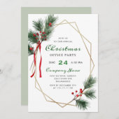 Elegantes Holly Berry Weihnachtsfest im Unternehme Einladung (Vorne/Hinten)