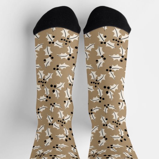 Elegantes Holly Pattern Gold, Elfenbein, Schwarz Socken (Oben)