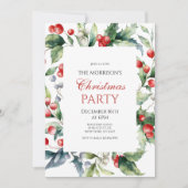 Elegantes Holly und Berries Rahmen Weihnachtsfest Einladung (Vorderseite)