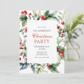Elegantes Holly und Berries Rahmen Weihnachtsfest Einladung (Stehend Vorderseite)