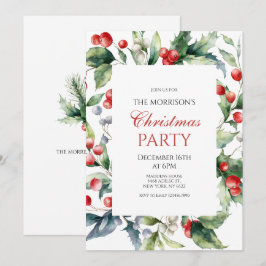 Elegantes Holly und Berries Rahmen Weihnachtsfest Einladung
