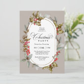 Elegantes Holly und Berry Botanisches Weihnachtsfe Einladung (Stehend Vorderseite)
