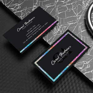 Elegantes holografisches Glitter & Black Hair Styl Visitenkarte
