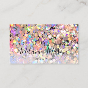 Elegantes holografisches Glitter-Makeup-Artist-Sch Visitenkarte