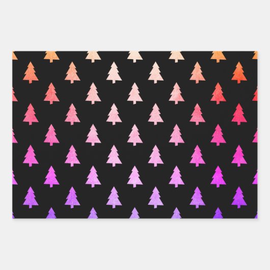 Elegantes holografisches Weihnachtsbaummuster Geschenkpapier Set (Vorderseite 2)