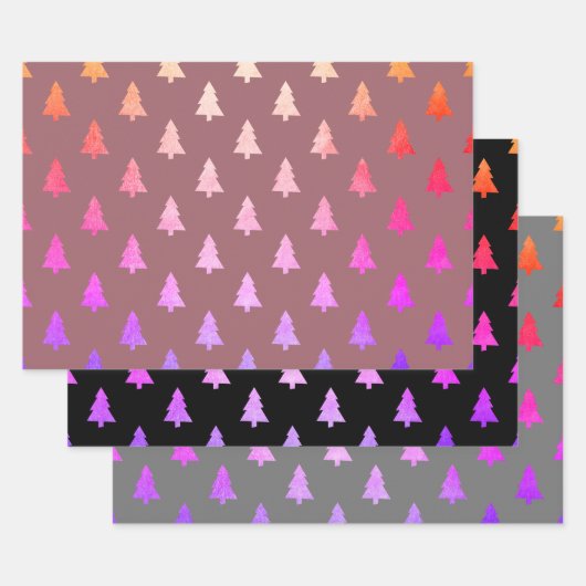 Elegantes holografisches Weihnachtsbaummuster Geschenkpapier Set (Set)