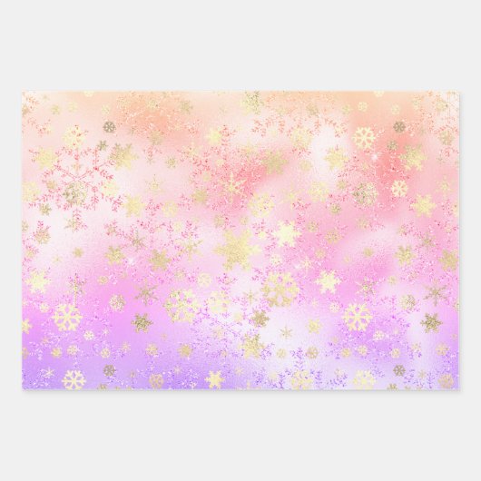 Elegantes holografisches Weihnachtsgeschenk-Muster Geschenkpapier Set (Vorderseite 3)