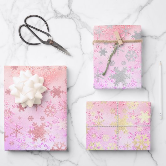 Elegantes holografisches Weihnachtsgeschenk-Muster Geschenkpapier Set (Vorderseite)