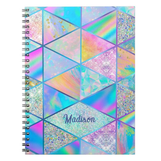 Elegantes Hologramm mädchenhaftes farbiges Sketch Notizblock (Vorderseite)