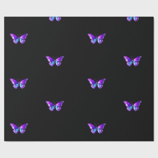 Elegantes Holographic Butterfly Wrapping Paper Bla Geschenkpapier (Saum)