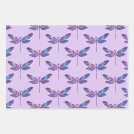 Elegantes Holographic Dragonfly Wrapping Paper Geschenkpapier Set