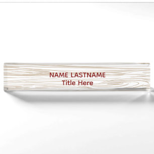Elegantes Holz BG und graue Schrift individuell an Namensplakette