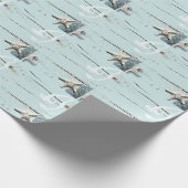 Elegantes Holz BLue Seashells Beach Wedding Gefall Geschenkpapier (Ecke)