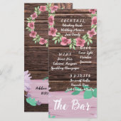 Elegantes Holz Die Bar Wedding Drinks Menü Karte (Vorne/Hinten)