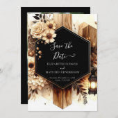 Elegantes Holz rustikale Hochzeit Save The Date (Vorne/Hinten)