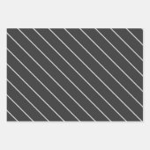 Elegantes Holzkohlemuster Grau-Weiß Pinstripe Must Geschenkpapier Set (Vorderseite 3)