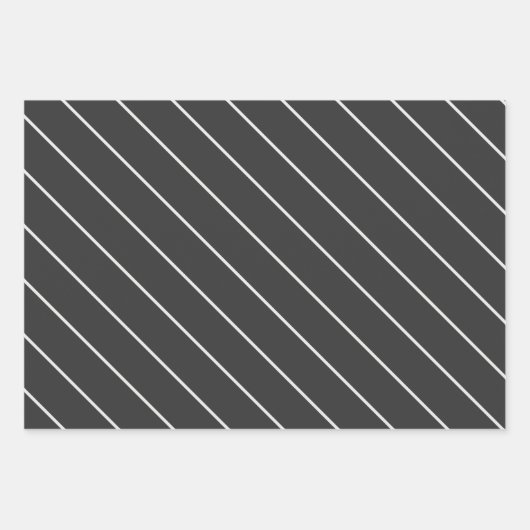 Elegantes Holzkohlemuster Grau-Weiß Pinstripe Must Geschenkpapier Set (Vorderseite 3)