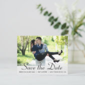Elegantes Holzkörner-Foto Save the Date Postkarte (Stehend Vorderseite)