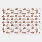 Elegantes Holzkreuz mit rosa Blume Geschenkpapier Set (Vorderseite 2)