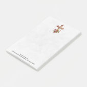 Elegantes Holzkreuz mit rosa Blume Post-it Klebezettel (angewinkelt)