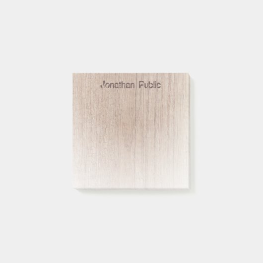 Elegantes Holzlook bedrückte Textvorlage Moderne Post-it Klebezettel (Vorderseite)