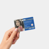 Elegantes Homeschooling School ID Blue Gold Logo Ausweis (Handheld)