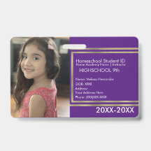 Elegantes Homeschooling School ID Lila Gold Abzeic