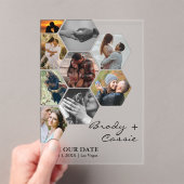 Elegantes Honeycomb-Foto Hochzeit speichern Sie da Acryleinladungen (Insitu (Handheld))