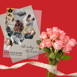 Elegantes Honeycomb-Foto Hochzeit speichern Sie da Acryleinladungen