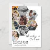 Elegantes Honeycomb-Foto Hochzeit speichern Sie da Magneteinladung (Vorderseite)