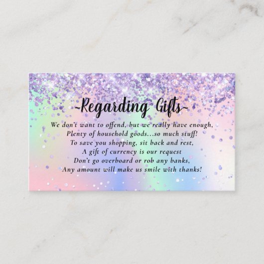 Elegantes Honeymoon Fund Brautparty oder Hochzeit Begleitkarte (Vorderseite)