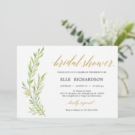 Elegantes, horizontales Brautparty Einladung (Stehend Vorderseite)