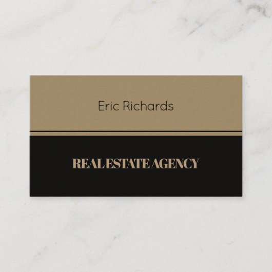 Elegantes horizontales Spalte Tanschwarzes Visitenkarte (Vorderseite)