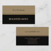 Elegantes horizontales Spalte Tanschwarzes Visitenkarte (Vorne/Hinten)