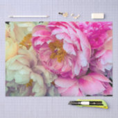 Elegantes Hot Pink & Cream Peonies Tissue Seidenpapier (Handwerk)
