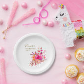 Elegantes Hot Pink Floral Brautparty Custom Gevor Pappteller (Party)