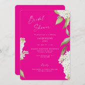Elegantes Hot Pink Hydrangea-Brautparty Einladung (Vorne/Hinten)