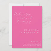 Elegantes Hot Pink Minimalistisch Chic Script Hoch Einladung (Vorderseite)
