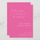 Elegantes Hot Pink Minimalistisch Chic Script Hoch Einladung (Vorne/Hinten)