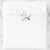 Elegantes Hot Pink Swirl Monogram Wedding Siegel Runder Aufkleber (Tasche)