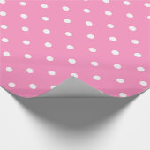 Elegantes Hot Pink Template Weißpolka Dots Glossy Geschenkpapier (Ecke)